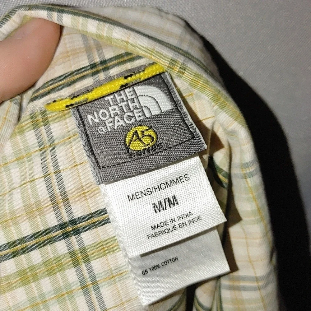 The North Face A5 Series Button Front Short Sleeve Plaid Yellow Green Off‎ White